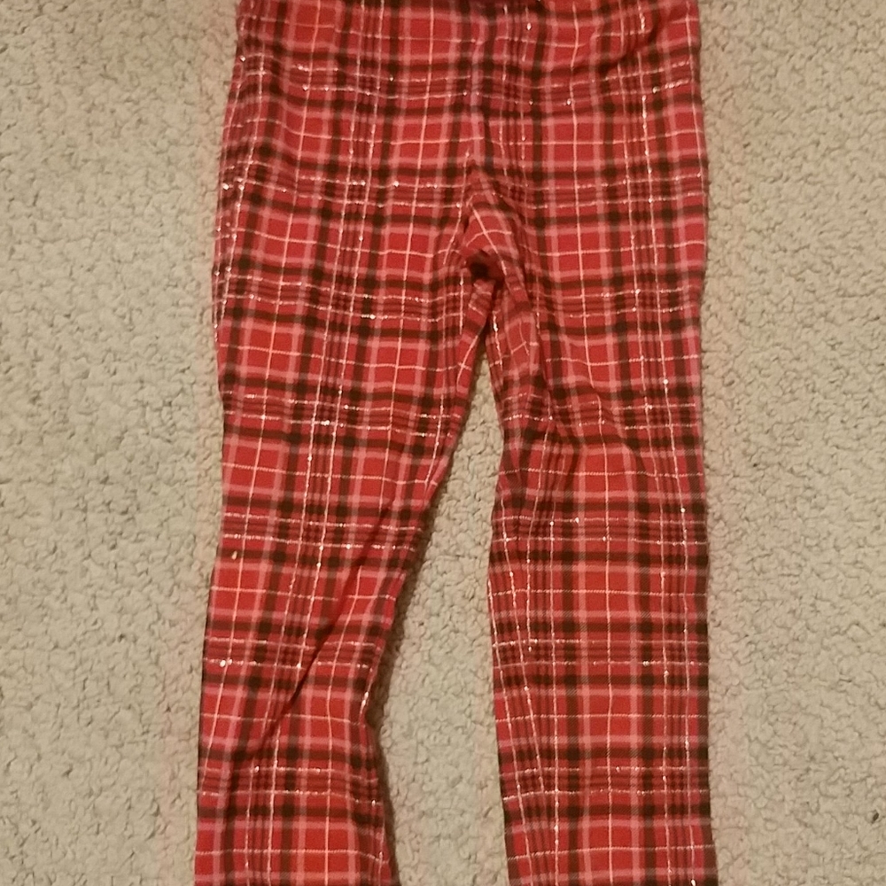 Girls sparkly plaid leggings size 4